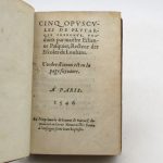 Couverture du livre Estimation du livre « cinq opuscules de Plutarque Chéronée, traduitz par maistre Estienne Pasquier, Recteur des Escoles de Louhans »