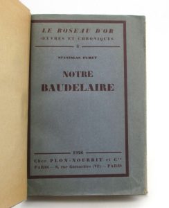 Estimation Edition originale - Couverture du livre Estimation du livre &laquo;&nbsp;notre Baudelaire&nbsp;&raquo;
