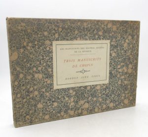 Estimation Edition originale - Couverture du livre Estimation du livre &laquo;&nbsp;trois manuscrits de Chopin : Ballade en fa – Valse op. 69, n°1 (Valse d&rsquo;adieu) – Berceuse&nbsp;&raquo;