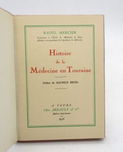 Estimation Edition originale - Couverture du livre Estimation du livre &laquo;&nbsp;histoire de la médecine en Touraine&nbsp;&raquo;