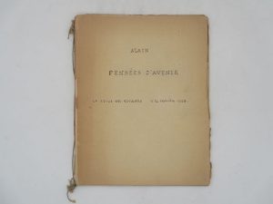 Estimation Lettre autographes - Couverture du livre Estimation du livre &laquo;&nbsp;pensées d&rsquo;avenir : manuscrit autographe signé&nbsp;&raquo;