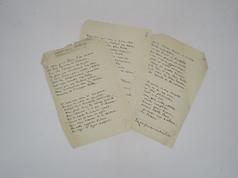 Couverture du livre Estimation du livre « salut aux athlètes : poème autographe signé »