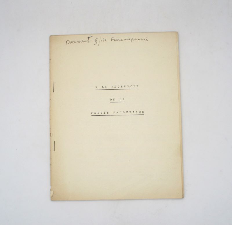 Image supplémentaire du livre Estimation du livre « À la recherche de la pensée maçonnique : tapuscrit »