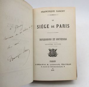 Estimation Edition originale - Couverture du livre Estimation du livre &laquo;&nbsp;le Siège de Paris – Impressions et Souvenirs&nbsp;&raquo;