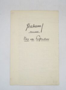 Estimation Lettre autographes - Couverture du livre Estimation du livre « voix des profondeurs : manuscrit autographe signé »