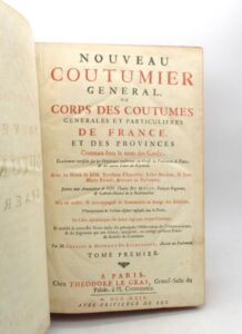 Estimation Encyclopédies - Couverture du livre Estimation du livre &laquo;&nbsp;nouveau coutumier général ou Corps des coutumes générales et particulières de France, et des provinces connues sous le nom des Gaules&nbsp;&raquo;