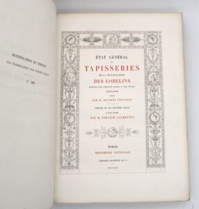 Estimation Beaux-Arts - Couverture du livre Estimation du livre « État générale des tapisseries de la Manufacture des Gobelins depuis son origine jusqu’à nos jours 1600-1900 »