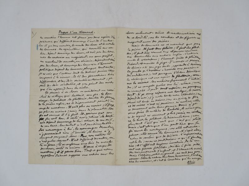 Couverture du livre Estimation du livre « propos d’un Normand : manuscrit autographe signé »