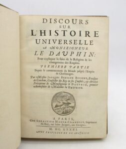 Estimation Edition originale - Couverture du livre Estimation du livre « discours sur l’histoire universelle à Monseigneur le Dauphin pour expliquer la suite de la religion & les changemens des Empires »