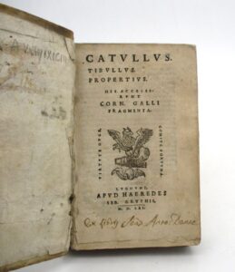 Estimation Livre ancien - Couverture du livre Estimation du livre « catullus. Tibullus. Propertius. His Accesserunt Corn. Galli Fragmenta »