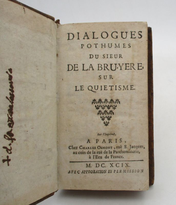 Couverture du livre Estimation du livre &laquo;&nbsp;dialogues posthumes du sieur de La Bruyère sur le quiétisme&nbsp;&raquo;