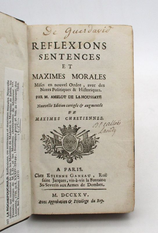 Couverture du livre Estimation du livre &laquo;&nbsp;réflexions, Sentences et Maximes morales&nbsp;&raquo;