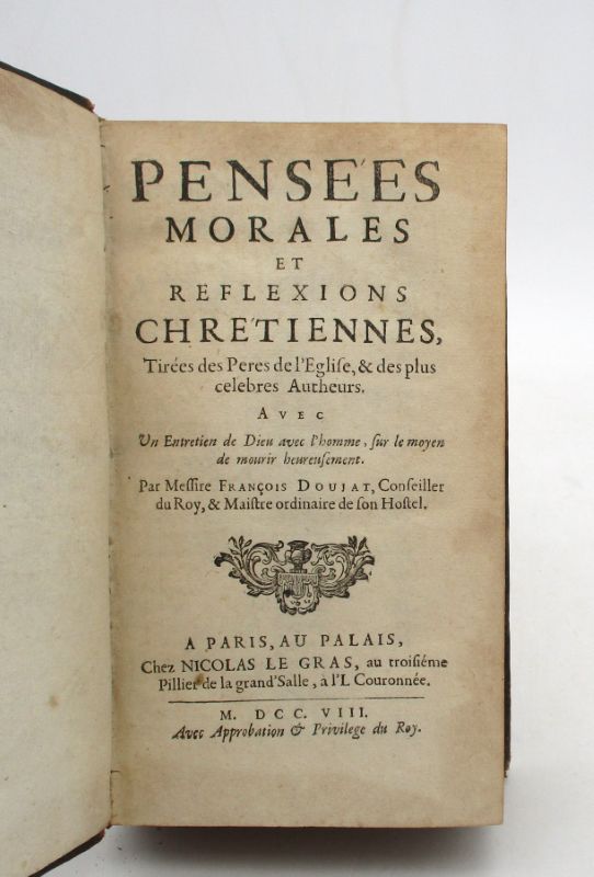Couverture du livre Estimation du livre « pensées morales et Réflexions chrétiennes, tirées des Pères de l’Église & des plus célèbres auteurs avec un Entretien de Dieu avec l’homme, sur le moyen de mourir heureusement »