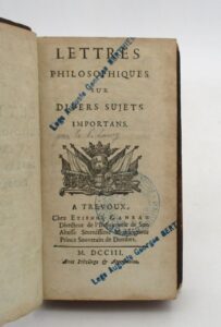 Estimation Livre ancien - Couverture du livre Estimation du livre &laquo;&nbsp;lettres philosophiques sur divers sujets importans&nbsp;&raquo;