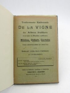 Estimation Sciences et médecine - Couverture du livre Estimation du livre &laquo;&nbsp;traitements rationnels de la vigne, des arbres fruitiers et de toutes plantes cultivées : Mildiou, Oïdium, Cochylis tous cryptogames et insectes par les bouillies cupri-sulfi-formolées et pydirinées&nbsp;&raquo;