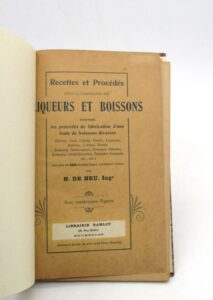 Estimation Arts de vivre – Gastronomie - Couverture du livre Estimation du livre &laquo;&nbsp;recettes et procédés pour la fabrication des liqueurs et boissons&nbsp;&raquo;
