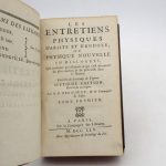 Couverture du livre Estimation du livre « les Entretiens physiques d’Ariste et d’Eudoxe, ou Physique nouvelle en dialogues… Enrichis de beaucoup de figures. Septième édition revue et corrigée. 4 volumes. »