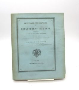 Estimation Voyages-Atlas - Couverture du livre Estimation du livre « dictionnaire topographique du département de l’Eure comprenant les noms de lieu anciens et modernes »