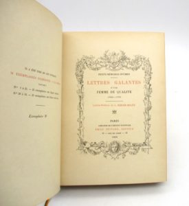 Estimation Edition originale - Couverture du livre Estimation du livre « lettres galantes d’une femme de qualité, 1760-1770 »