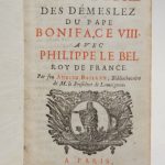 Couverture du livre Estimation du livre « histoire des démeslez du pape Boniface VIII avec Philippe le Bel Roy de France. Suivi de: Actes et preuves des demelez […] qui ne se trouvent pas dans le recueil de M. Dupuy. »
