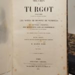 Couverture du livre Estimation du livre « oeuvres de Turgot. Nouvelle édition avec les Notes de Dupont de Nemours, augmentée de lettres inédites […] et précédée d’une notive […] par Eugène Daire. »