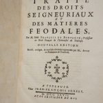Couverture du livre Estimation du livre « traité des droits seigneuriaux et des matières féodales. Nouvelle édition, revue, corrigée, & considérablement augmentée par M… avocat au parlement de Toulouse. »