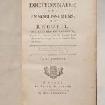 Couverture du livre Estimation du livre « dictionnaire des ennoblissemens (anoblissements), ou Recueil des lettres de noblesse, depuis leur origine, tiré des registres de la Chambre des Comptes & de la Cour des Aides de Paris. »