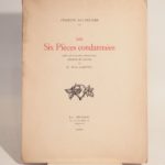 Couverture du livre Estimation du livre « les six pièces condamnées. Avec 15 bois originaux dessinés et gravés par R. Mac-Carthy. »