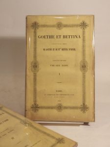 Estimation Edition originale - Couverture du livre Estimation du livre « goethe et Bettina. Correspondance inédite de Goethe et de Mme Bettina d’Arnim. Traduit de l’allemand par Seb. Albin. »