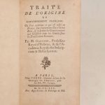 Couverture du livre Estimation du livre « traité de l’origine du gouvernement françois, où l’on examine ce qui est resté en France sous la première race de nos rois, de la forme du gouvernement qui subsistoit dans les Gaules sous la domination romaine. »