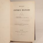 Couverture du livre Estimation du livre « essais de critique militaire par G. G. 1 : Etude sur Clausewitz. 2 : Septembre et octobre 1806 – juillet et août 1870. Suppléments et pièces justificatives – 13 tableaux de marche et 3 cartes en couleurs. »