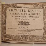 Couverture du livre Estimation du livre « xIme Livre d’Airs sérieux et à boire par M. de Bousset, pour les mois d’octobre, novembre et décembre 1692. [Suivi de :] Second Livre d’Airs sérieux et à boire. [ de :] Airs sérieux et à boire de différents autheurs pour les mois d’octobre, novembre et décembre 1694. [de :] Ibid., pour le mois de juin 1695. [de : ] Ibid., pour le mois d’octobre 1696. [de : ] VIIIme Livre d’Airs sérieux et à boire de Monsieur de Bousset pour les mois de janvier, février et mars 1697. [de : ] Airs sérieux et à boire de différents autheurs, pour l’année 1699. [de : ] XVIme Livre d’Airs sérieux et à boire de Monsieur de Bousset pour le premier quartier de l’année 1699. [de :] XVIXme Livre, etc., pour le dernier quartier de l’année 1699. [de : ] Airs sérieux et à boire de différents auteurs, imprimez au mois de février 1700. [de : ] Ibid., imprimez au mois de décembre 1700. [de : ] Ibid., imprimez au mois de février 1702. [de : ] Ibid., pour l’année 1703. [de :] Ibid., imprimé au mois de mai 1703. [de : ] Ibid., imprimé au mois d’octobre 1703. [de : ] Ibid., imprimé au mois de mars 1704. [de : ] Ibid., imprimé au mois de février 1705. [et de : ] Ibid., imprimé au mois de juin 1706. »