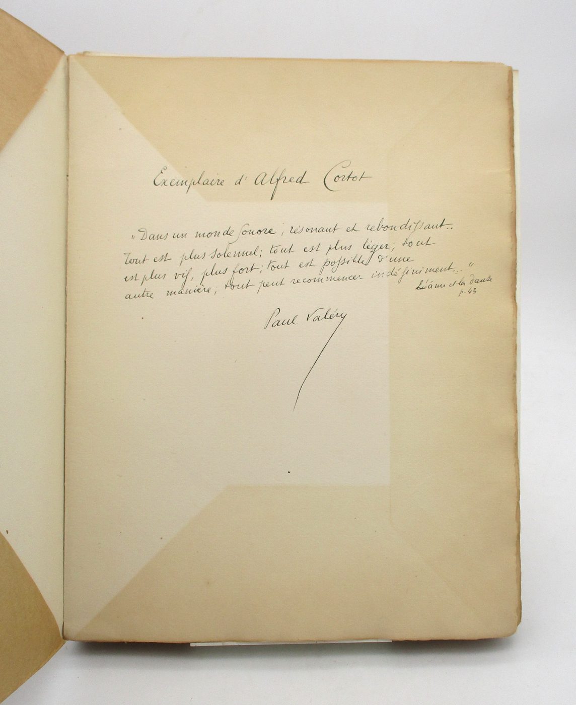 Envoi autographe de Paul Valery a Alfred Cortot - exemplaire avec citation manuscrite signee