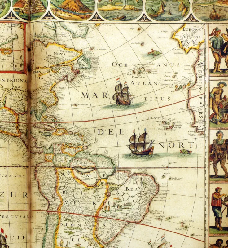 Détail d'une ancienne carte maritime